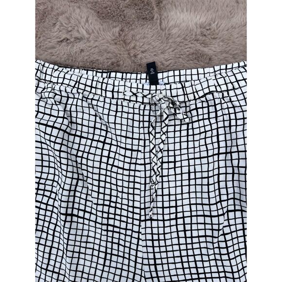 Eileen Fisher Size XL White & Black Tencel Crepe Slouchy Cropped Checkered Pants - Picture 7 of 10